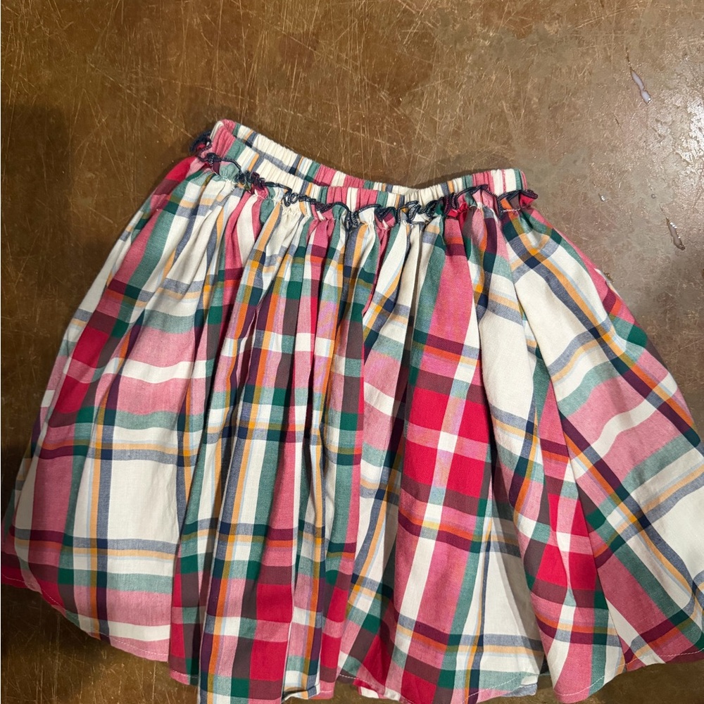 Pink Chicken Plaid Twirl Skirt in Red, Green, Navy, Cream - Picture 2 of 3